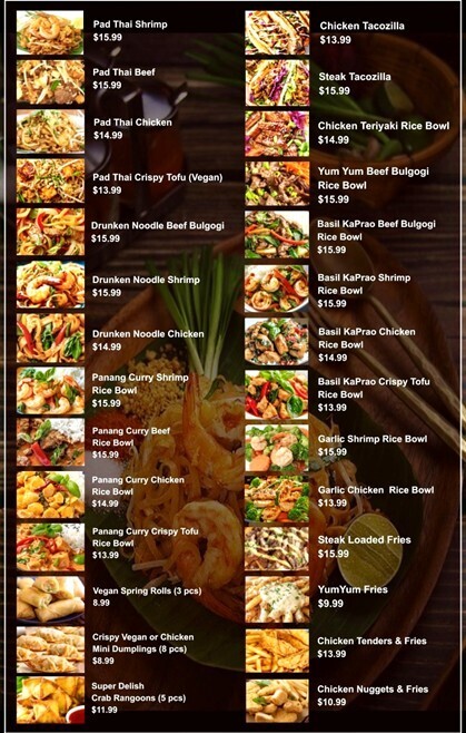 Chowzilla Thai Menu